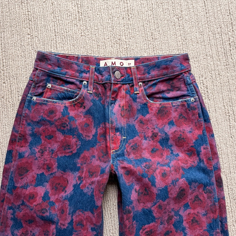 AMO Denim Beautiful High-Rise Billie Jeans in Rose Garden Sz 27 NWT $330!! - Picture 2 of 3